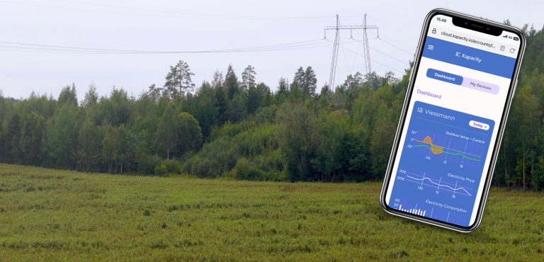 Sähkönsiirron voimalinja ja puhelimen ohjausapplikaatio